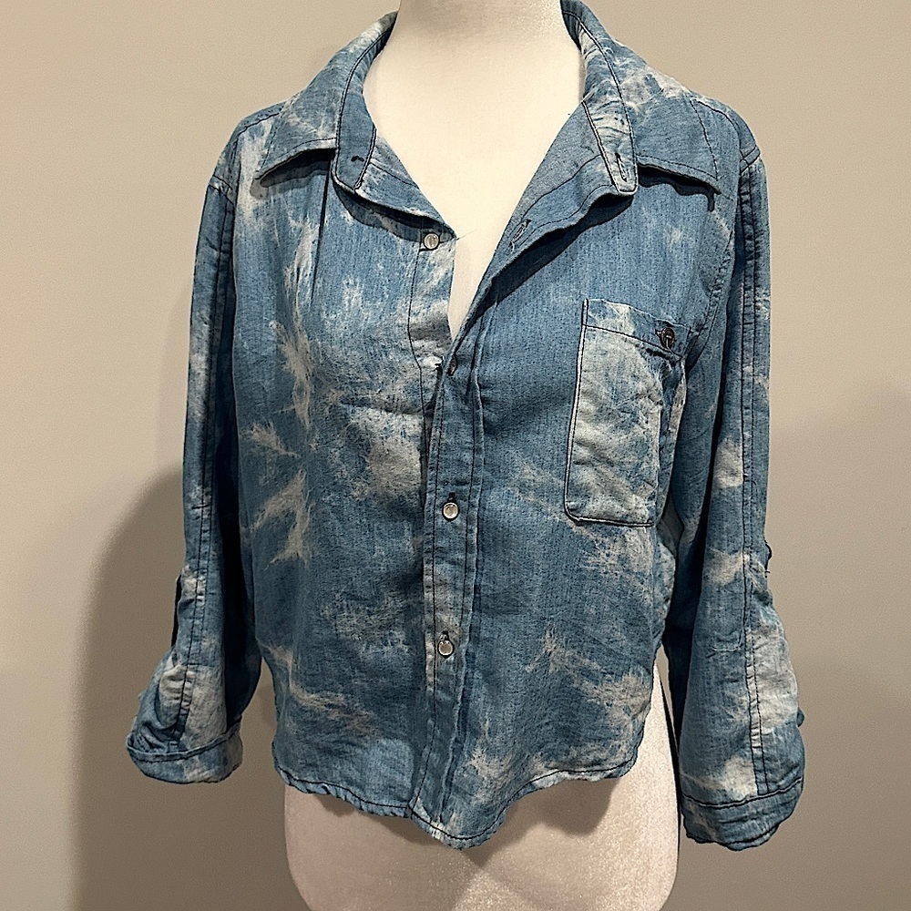 Tie dye chambray crop top